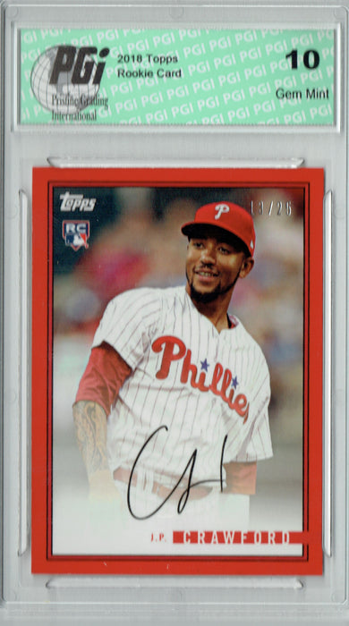 J.P. Crawford 2018 Topps Rookie Review #44B Red SSP, 25 Made Rookie Card PGI 10