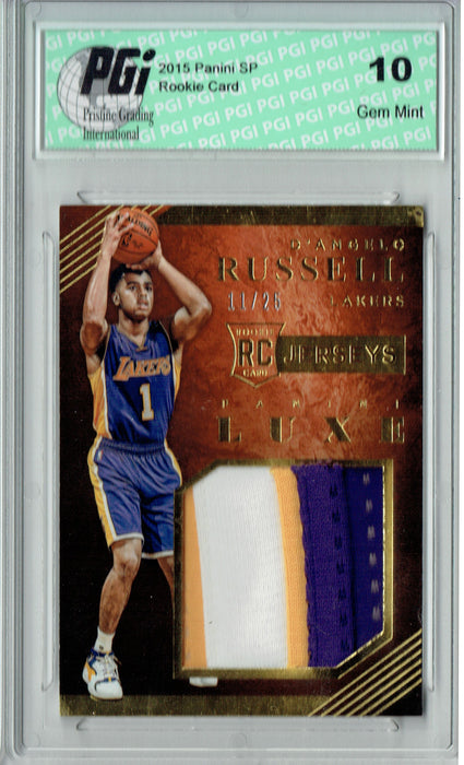 D'Angelo Russell 2015 Panini Luxe #36 Super Patch #11/25 Rookie Card PGI 10