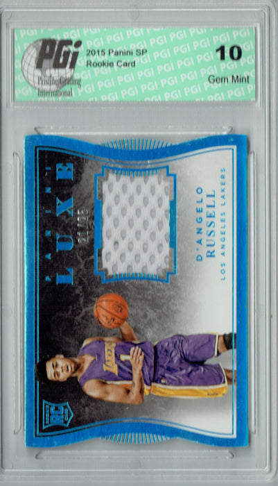 D'Angelo Russell 2015 Panini Luxe #73 Blue SP Jersey #21/25 Rookie Card PGI 10