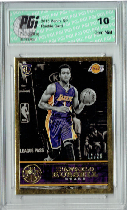 D'Angelo Russell 2015 Panini Replay #27 Gold SP, 25 Made Rookie Card PGI 10