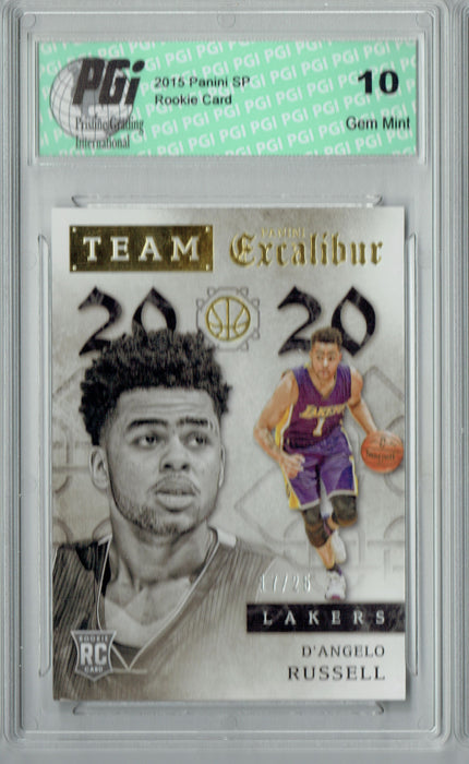 D'Angelo Russell 2015 Excalibur #27 SSP #17/25 Made Rookie Card PGI 10