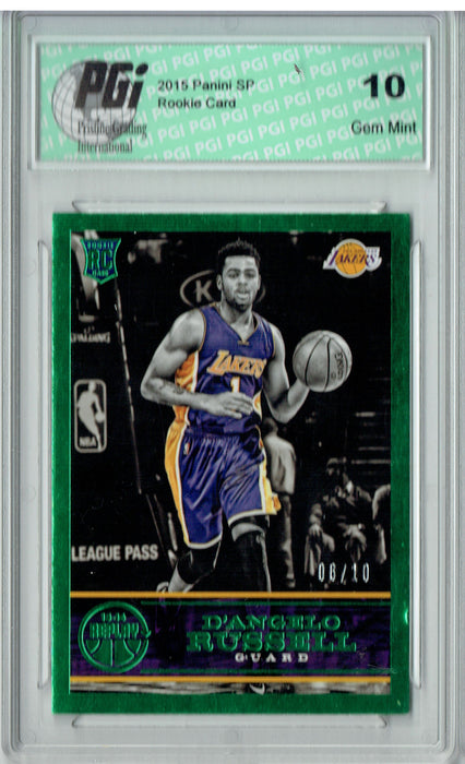 D'Angelo Russell 2015 Panini Replay #27 #5 of 10, Green SSP Rookie Card PGI 10