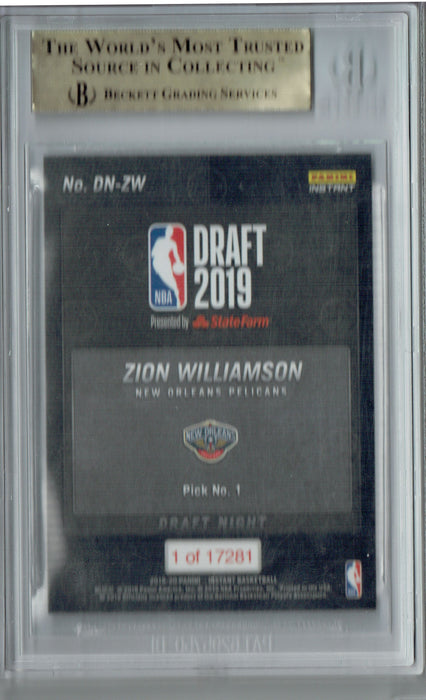 BGS 9.5 Zion Williamson 2019 Panini Instant #DN-ZW 1 of 17,281 Rookie Card