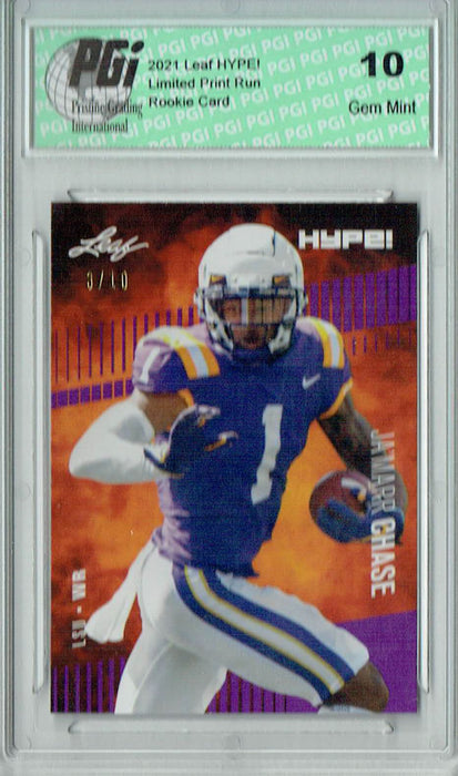 Ja'marr Chase 2021 Leaf HYPE! #52 Purple SP, Only 10 Made Rookie Card PGI 10