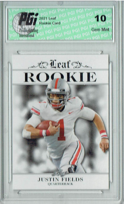 Justin Fields 2021 Leaf Exclusive #1 Only 5000 Made Rookie Card PGI 10