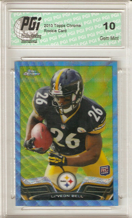 Le'Veon Bell Leveon 2013 Topps Chrome Blue Wave REFRACTOR 198 Rookie Card PGI 10