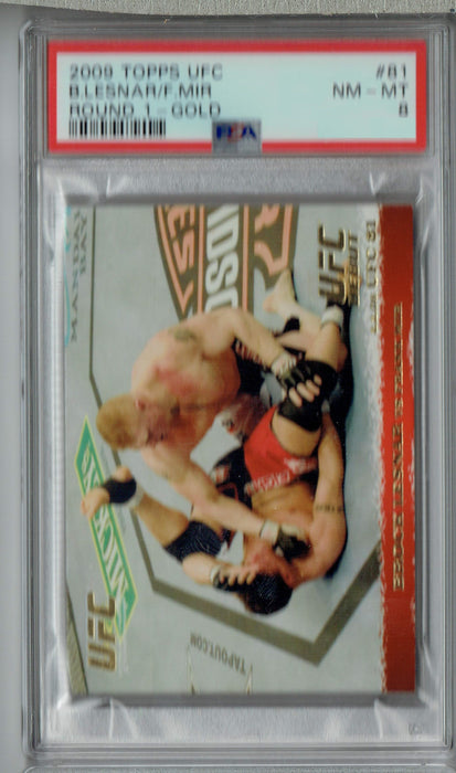 PSA 8 NM-MT Brock Lesnar Frank Mir 2009 Topps UFC #81 Rookie Card Round 1-Gold