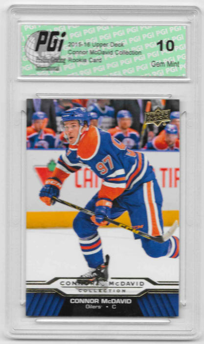 Connor McDavid 2015-16 Upper Deck Collection #CM-10 Rookie Card PGI 10 Oilers