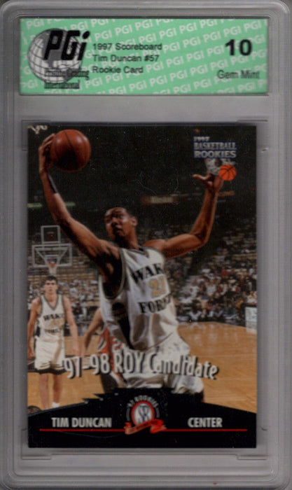 TIM DUNCAN 1997 Scoreboard #57 Rookie Card PGI 10 Spurs!!