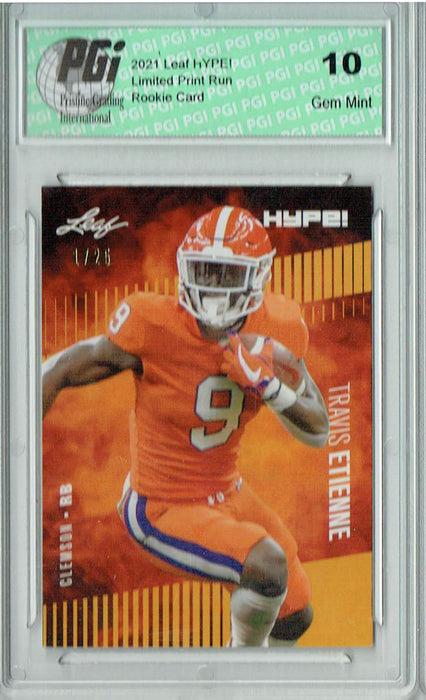 Travis Etienne 2021 Leaf HYPE! #53 Gold, The 1 of 25 Rookie Card PGI 10