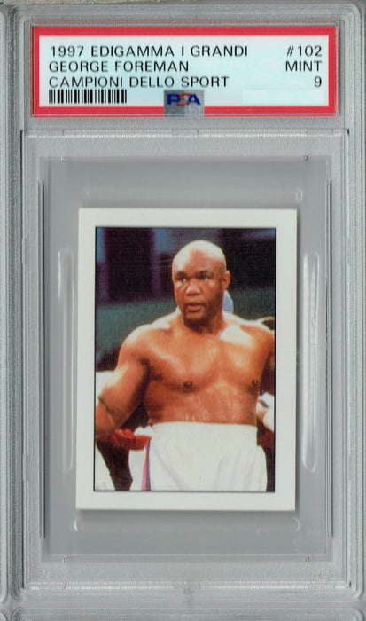 PSA 9 MINT George Foreman 1997 Edigamma I Grandi Campioni DS #102 Boxing Card
