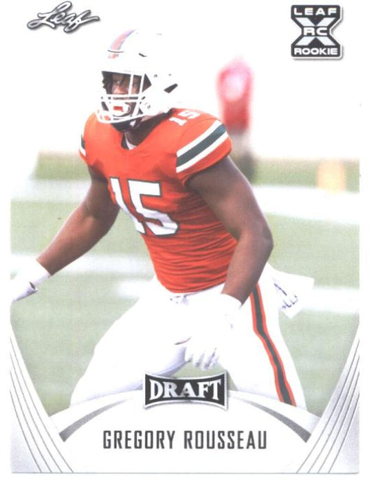25) Rookie Card Investor lot Gregory Rousseau 2021 Leaf Football #39