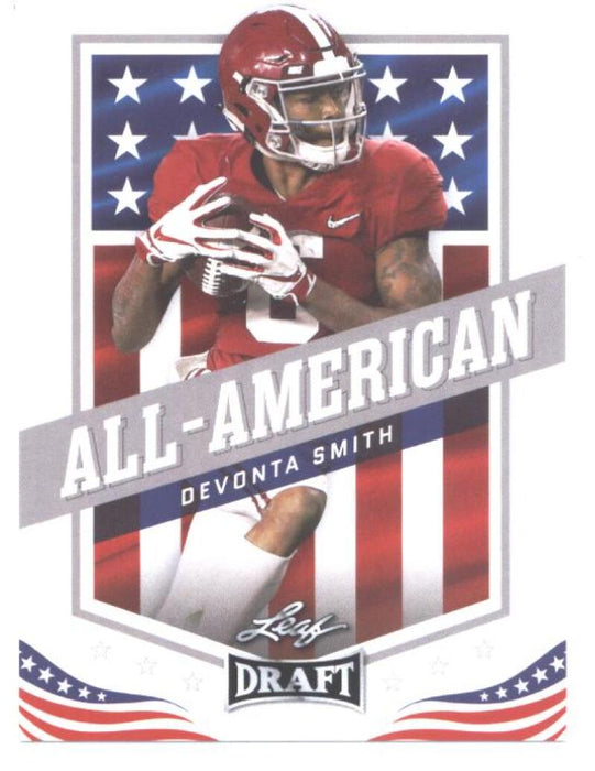 Mint+ Rookie Card DeVonta Smith 2021 Leaf Football #42 All-American
