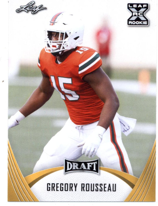 Mint+ GOLD Rookie Card Gregory Rousseau 2021 Leaf Football #39