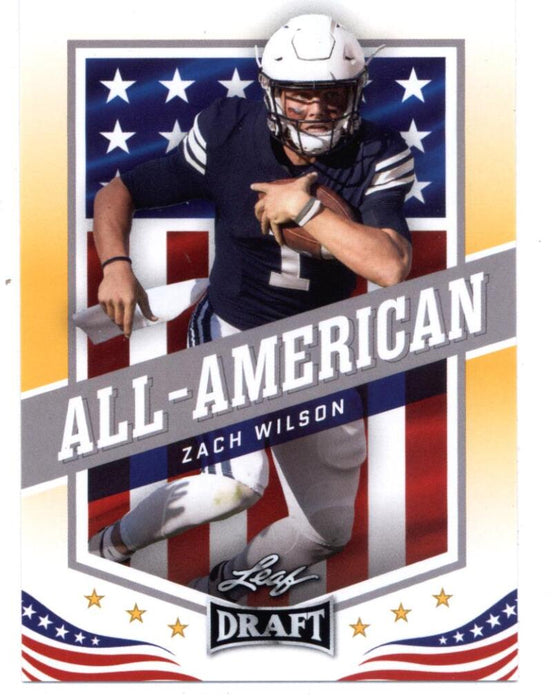 25) GOLD Rookie Card Investor lot Zach Wilson 2021 Leaf Football #48 All-American