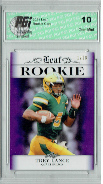 Trey Lance 2021 Leaf Exclusive Purple The 1 of 10 Rookie Card PGI 10 Trask Error