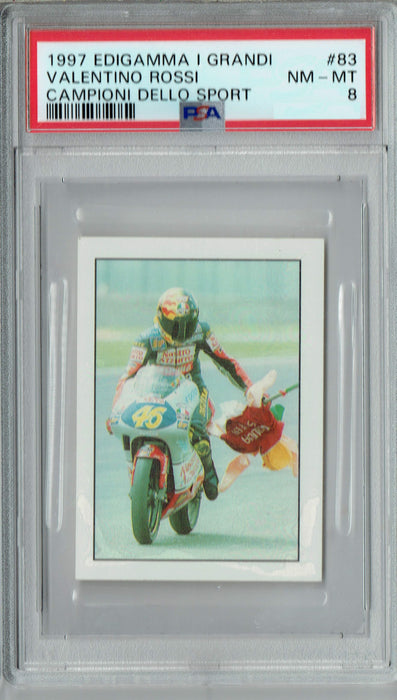 PSA 8 NM-MT Valentino Rossi 1997 Edigamma I Grandi Campioni DS #83 Rookie Card