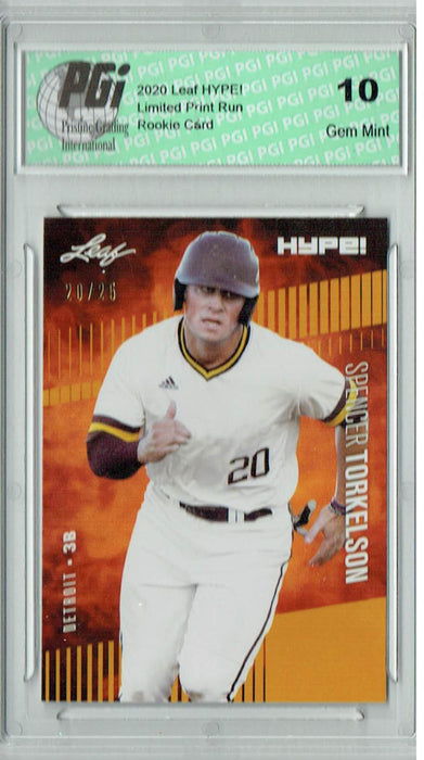 Spencer Torkelson 2020 Leaf HYPE! #41A Gold, Jersey #20 of 25 Rookie Card PGI 10