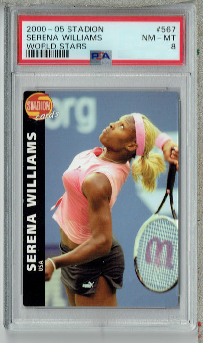 PSA 8 NM-MT Serena Williams 2000 Stadion #567 Rookie Card World Stars