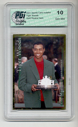 Tiger Woods 2001 SCI  MASTERS PGI 10 Gold rookie card !!!