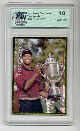 Tiger Woods 2001 SCI PGA golf PGI 10 Gold rookie card