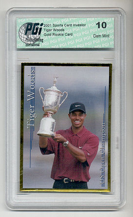 Tiger Woods 2001 SCI U.S. Open PGI 10 Gold rookie card