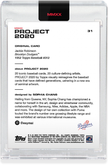 Jackie Robinson Project 2020 Card #31 Sophia Chang w Box 2741 Made
