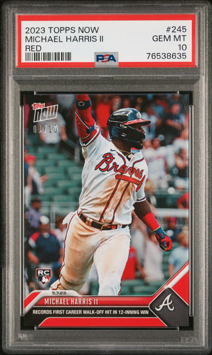 PSA 10 GEM-MT Michael Harris II 2023 Topps Now #245 Rookie Card Red #1/10