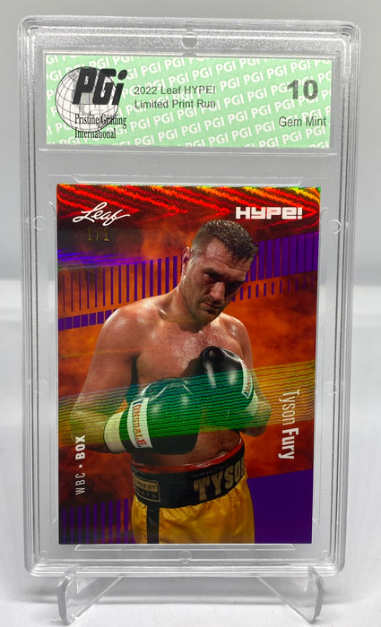 Tyson Fury 2022 Leaf HYPE! #93 Purple Shimmer 1 of 1 Trading Card PGI 10
