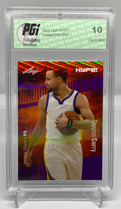 Stephen Steph Curry 2022 Leaf HYPE! #92 Purple Shimmer 1/1 Trading Card PGI 10