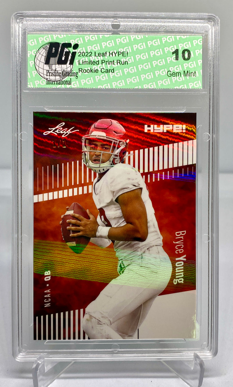 Bryce Young Rookie Card Carolina PGI 10 Gem Mint Football Trading Card 2022 Leaf HYPE! #80 White Shimmer 1 of 1