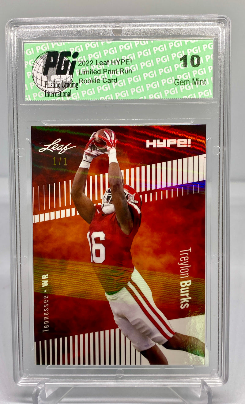 Treylon Burks Rookie Card Tennessee PGI 10 Gem Mint Football Trading Card 2022 Leaf HYPE! #89 White Shimmer 1 of 1
