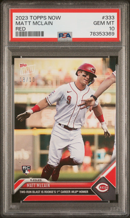 PSA 10 GEM-MT Matt McLain 2023 Topps Now #333 Rookie Card Red SP #8/10