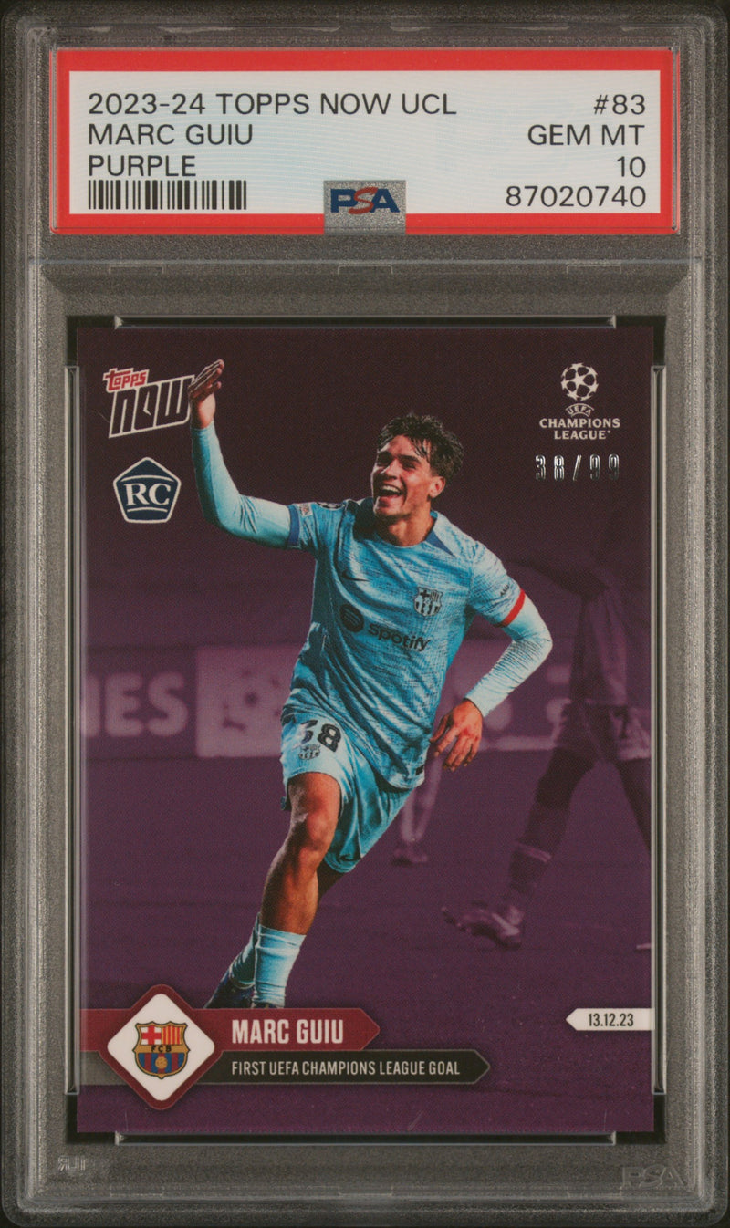 PSA 10 Marc Guiu 2023 Topps Now #83 Purple SP #38/99 Rookie Card Barcelona