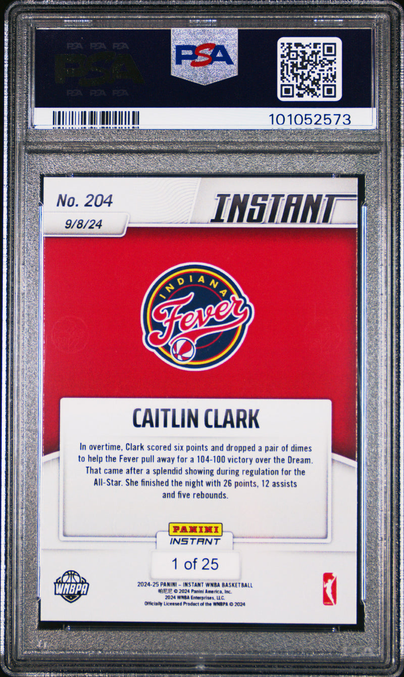 PSA 8 Caitlin Clark 2024 Panini Instant #204 Jungle SP The #1 of 25 Rookie Card Indiana Fever