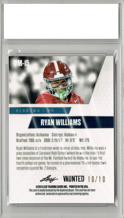 Ryan Wlliams 2024 Leaf Vaunted Metal #VM-15 Pink 10 Made Rookie Card PGI 10
