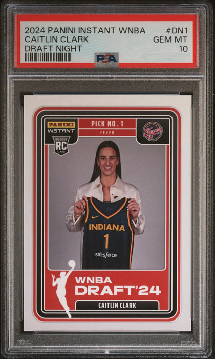 $ PSA 10 Caitlin Clark 2024 Panini Instant #DN-1 WNBA Draft Night Rookie Card