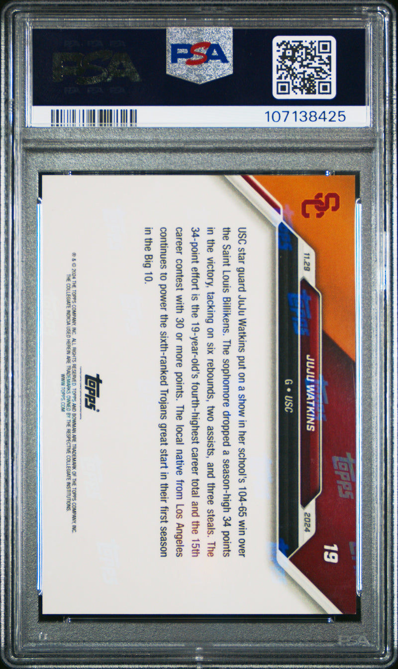 PSA 10 JuJu Watkins 2024 Bowman University Now #19 USC Trojans Rookie Card USC Trojans