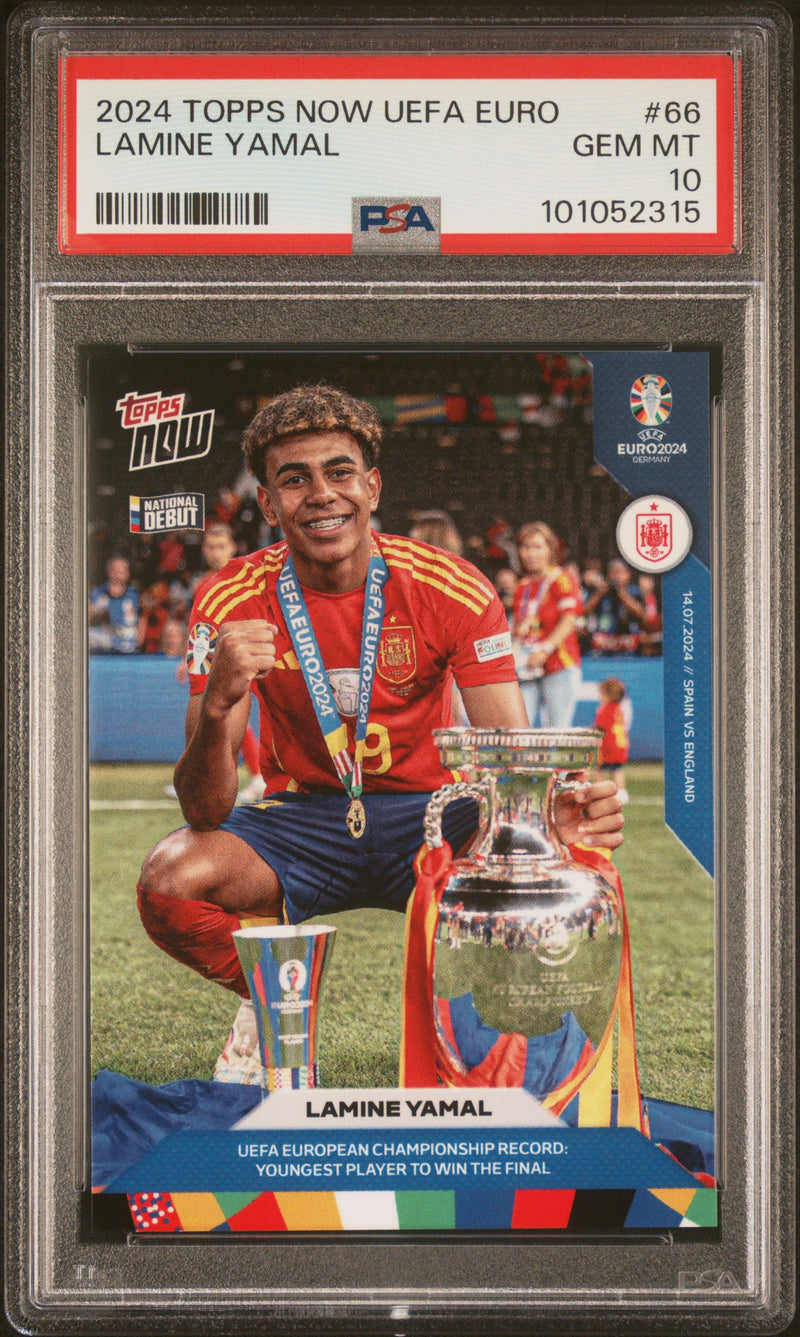 PSA 10 Lamine Yamal 2023 Topps Now #66 Youngest to win the Final Rookie Card Spain