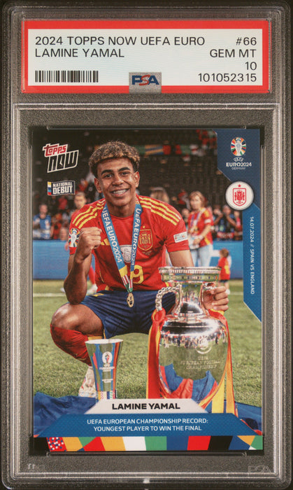 PSA 10 Lamine Yamal 2023 Topps Now #66 Youngest to win the Final Rookie Card