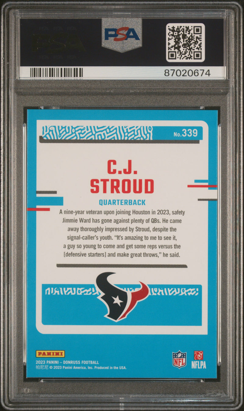 PSA 10 C.J. Stroud 2023 Donruss Football #339 Houston Texans Rookie Card Houston Texans