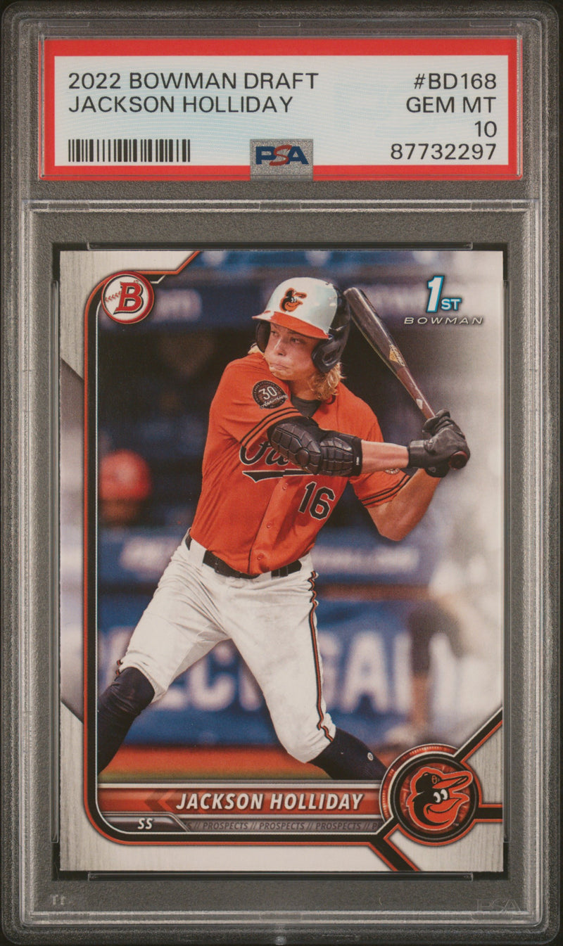 PSA 10 Jackson Holliday 2022 Bowman Draft #BD168 1st Rookie Card