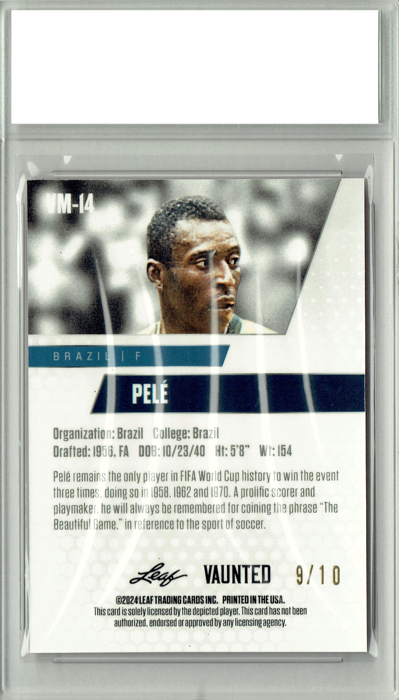 Pele 2024 Leaf Vaunted Metal #VM-14 Pink 10 Made Rare Trading Card PGI 10