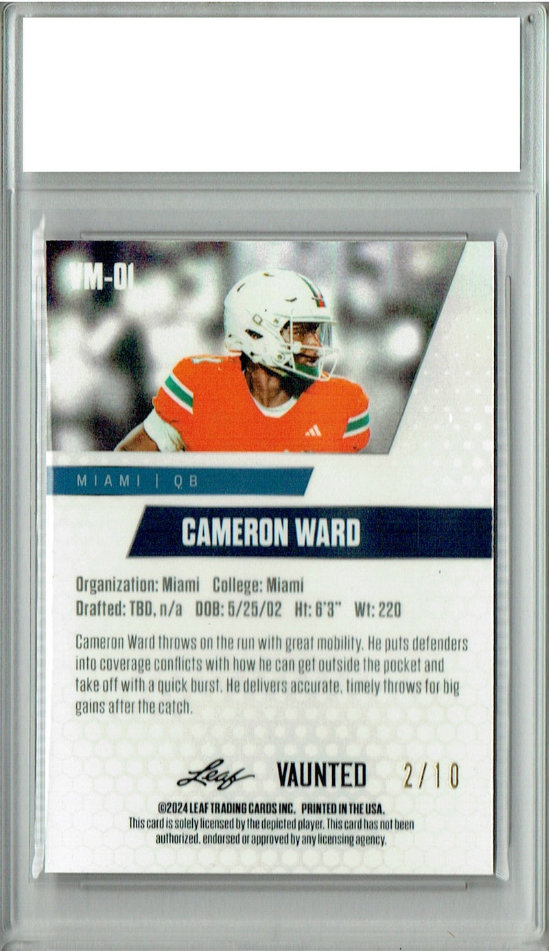 Certified Mint+ Cameron Cam Ward 2024 Leaf Vaunted Metal #VM-01 Pink 10 Made Rookie Card Tennessee Titans