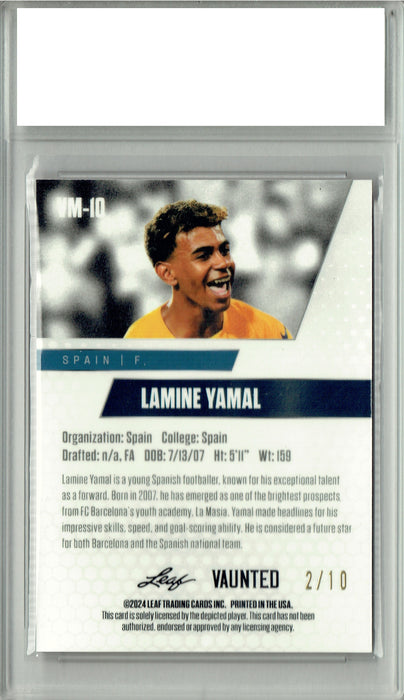 Lamine Yamal 2024 Leaf Vaunted Metal #VM-10 Pink 10 Made Rookie Card PGI 10