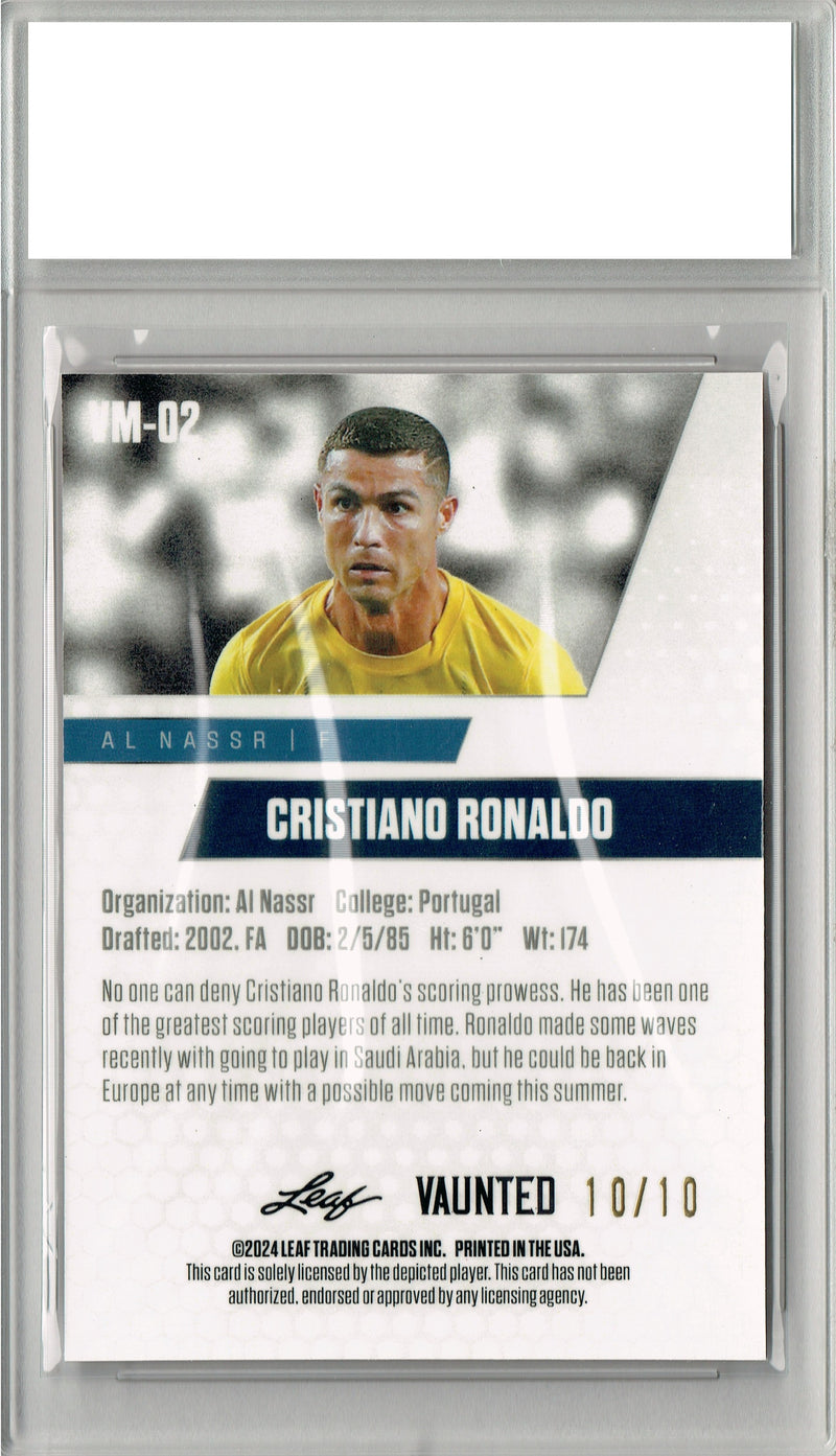 Certified Mint+ Cristiano Ronaldo 2024 Leaf Vaunted Metal #VM-02 Pink 10 Made Rare Trading Card Portugal