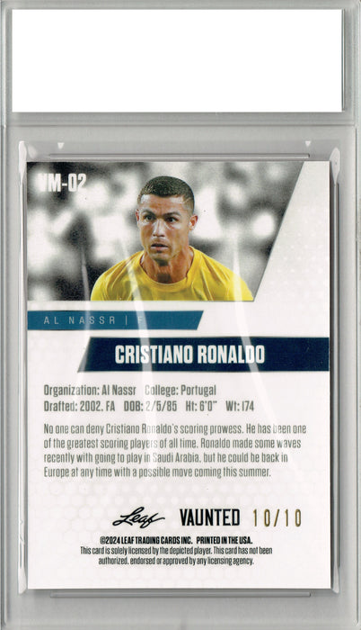 Cristiano Ronaldo 2024 Leaf Vaunted Metal #VM-02 Pink 10 Made Rare Trading Card PGI 10