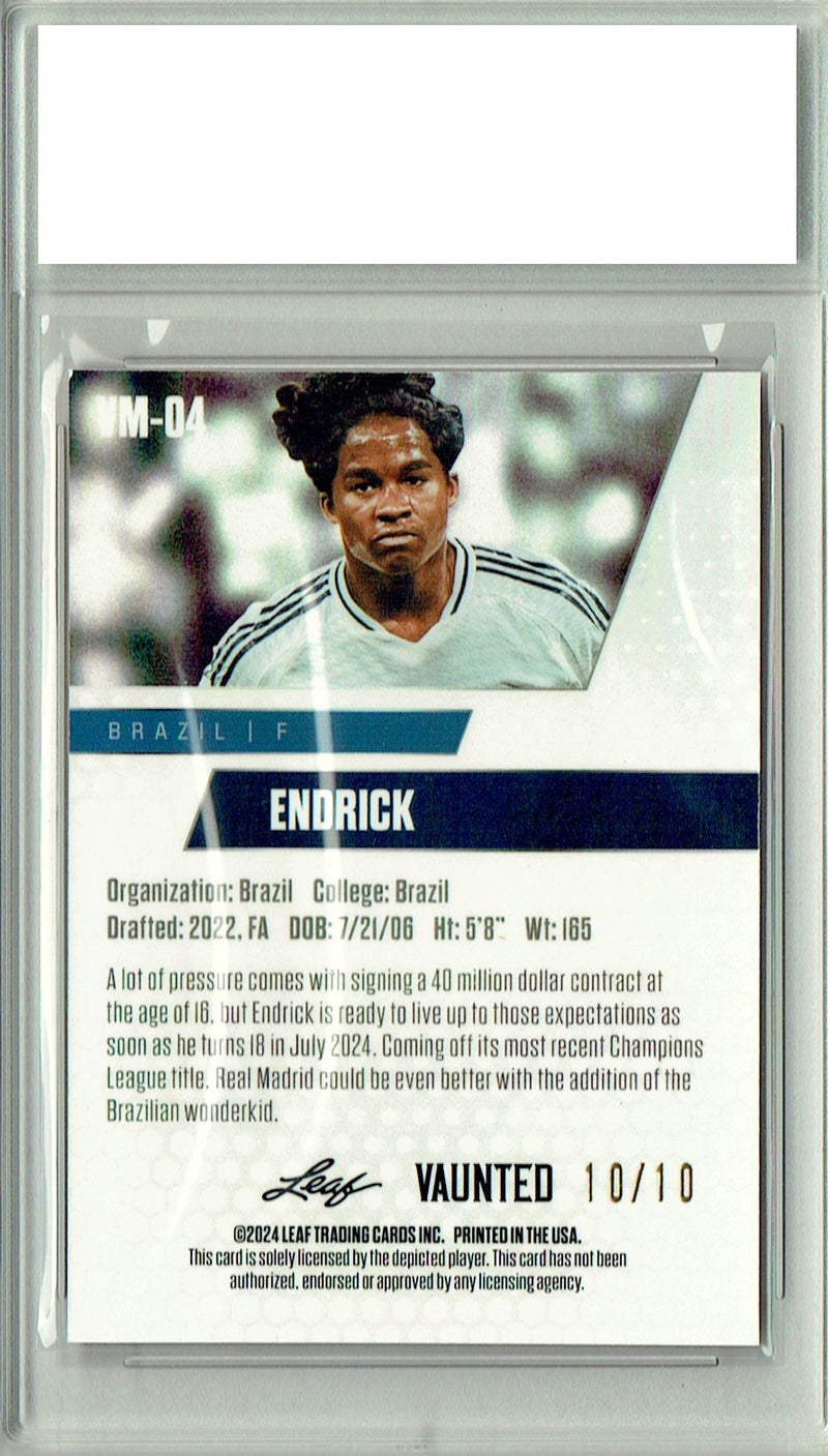 Endrick 2024 Leaf Vaunted Metal #VM-04 Pink 10 Made Rookie Card PGI 10