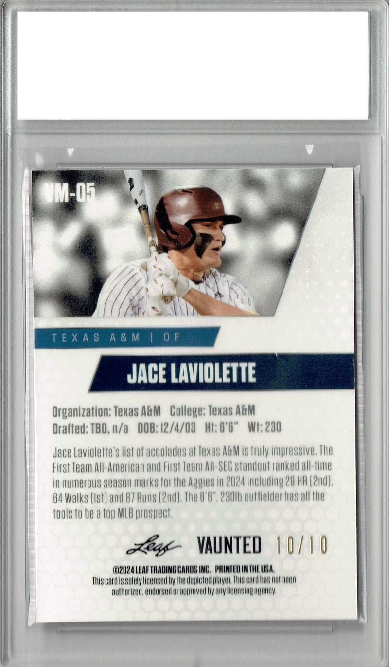 Jace LaViolette 2024 Leaf Vaunted Metal #VM-05 Pink 10 Made Rookie Card PGI 10