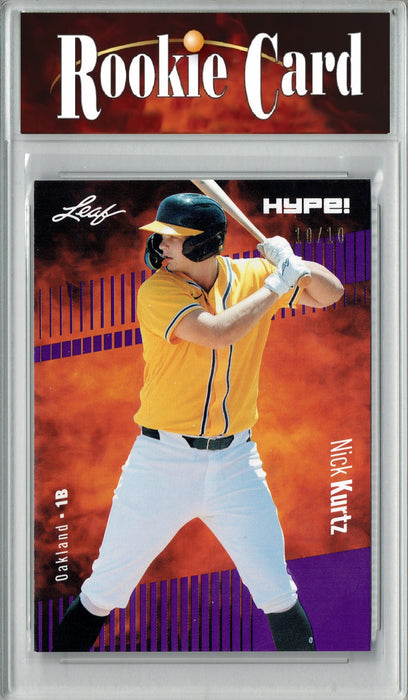 Certified Mint+ Nick Kurtz 2024 Leaf HYPE! #149 Purple SP Just 10 Made Rookie Card Oakland Athletics